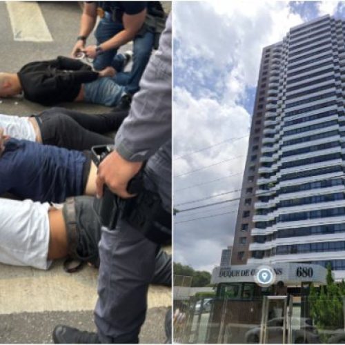 Suspeitos presos por delegado no meio da rua seriam responsáveis por arrombar prédio de luxo em Salvador